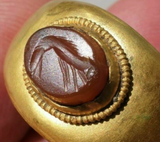 SUPERB ANCIENT ROMAN GOLD INTAGLIO RING "CRUSTACEAN" - 2nd Century AD (074)