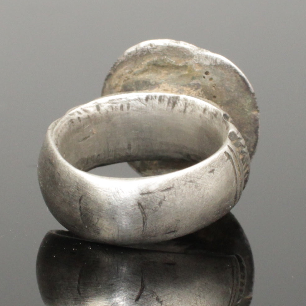 SUBSTANTIAL HEAVY ANCIENT MEDIEVAL SILVER RING WITH CROSS DETAIL - 15T ...