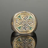 SUBSTANTIAL HEAVY ANCIENT MEDIEVAL SILVER RING WITH CROSS DETAIL - 15TH C AD 06