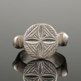 FABULOUS ANCIENT MEDIEVAL SILVER RING WITH CROSS - CIRCA 15TH C AD