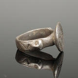 FABULOUS ANCIENT MEDIEVAL SILVER RING WITH CROSS - CIRCA 15TH C AD