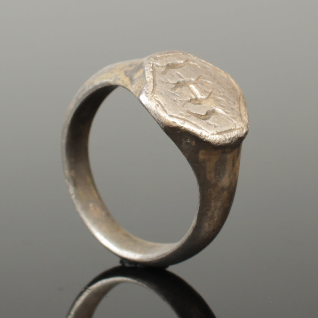 BEAUTIFUL ANCIENT MEDIEVAL SILVER RING WITH 