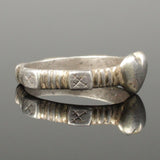 BEAUTIFUL ANCIENT MEDIEVAL SILVER RING WITH HEART - CIRCA 15TH C (0332)