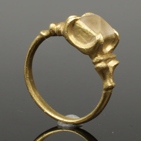 STUNNING RENAISSANCE GOLD & ROCK CRYSTAL QUATREFOIL RING - CIRCA 15th-16thC (89)