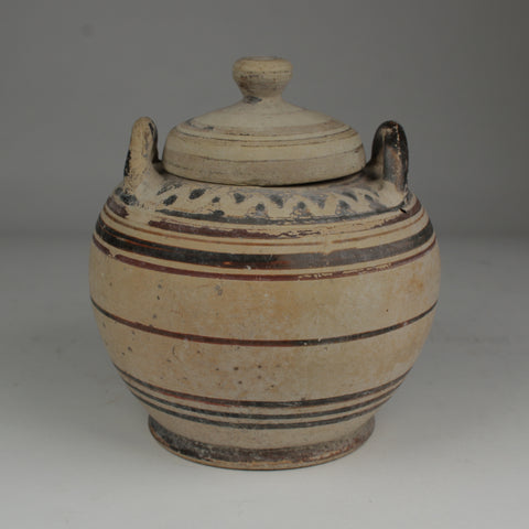 WONDERFUL ANCIENT CORINTHIAN POTTERY LIDDED LEKANE JAR - CIRCA 6TH C BC