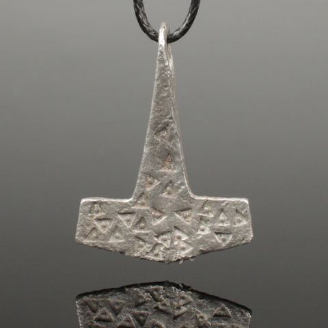SUPERB ANCIENT VIKING SILVER MJOLNIR THORS HAMMER PENDANT - CIRCA 9th/10thC (PC)