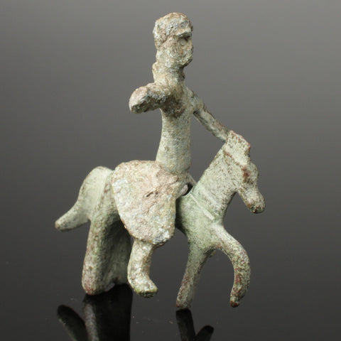 ANCIENT CELTIC BRONZE HORSE & RIDER FIGURE - CIRCA 50BC