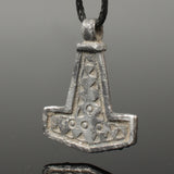 SUPERB ANCIENT VIKING SILVER MJOLNIR THORS HAMMER PENDANT - CIRCA 9th/10thC