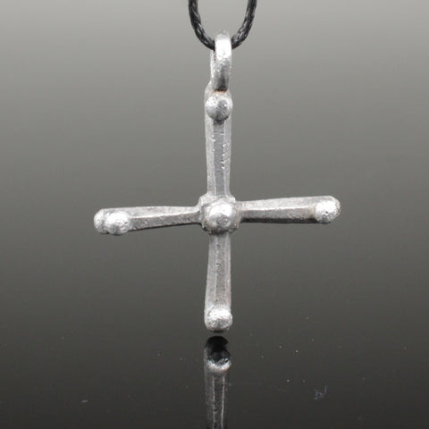 SUPERB ANCIENT MEDIEVAL SILVER CROSS PENDANT - CIRCA 12TH/15TH C (C1)