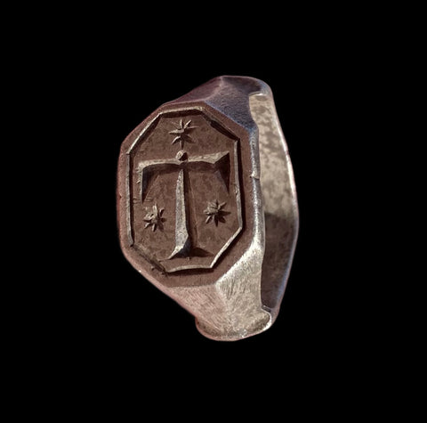 BEAUTIFUL ANCIENT MEDIEVAL SILVER SEAL RING - CIRCA 14th/15th Century AD