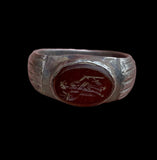 ANCIENT ROMAN SILVER INTAGLIO RING FORTUNA- 2nd Century AD (R2042)