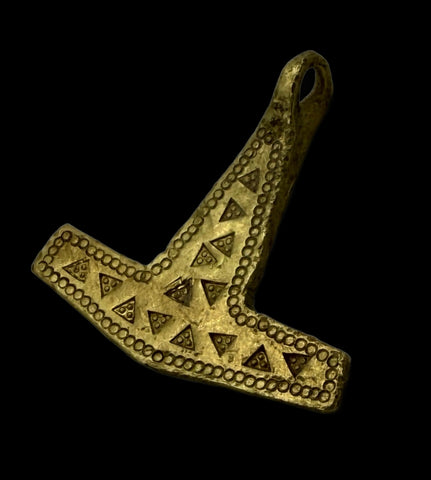 SUPERB ANCIENT VIKING GOLD MJOLNIR THORS HAMMER PENDANT - 9th/10thC