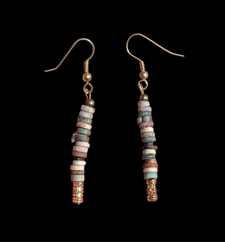 BEAUTIFUL ANCIENT EGYPTIAN FAIENCE BEAD EARRINGS - CIRCA 1200BC