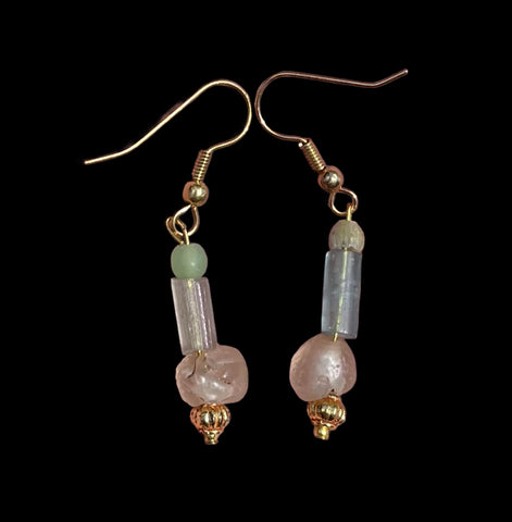 BEAUTIFUL ANCIENT ROMAN GLASS BEAD EARRINGS - CIRCA 1st/2nd century AD (E123)
