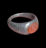 SUPERB HEAVY ANCIENT ROMAN SILVER INTAGLIO RING EAGLE - 2nd Century AD