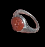 SUPERB HEAVY ANCIENT ROMAN SILVER INTAGLIO RING HERACLES - 2nd Century AD