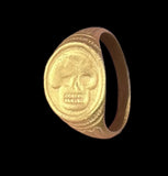 WONDERFUL EARLY 17TH CENTURY GOLD MEMENTO MORI SIGNET RING SKULL RING