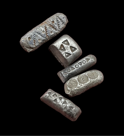 SUPERB COLLECTION OF 5 ANCIENT VIKING HACK SILVER INGOTS - 9th/10thC (HSC5)