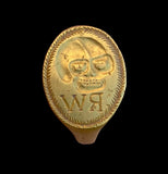 WONDERFUL LATE MEDIEVAL GOLD MOMENTO MORI RING "R W" - CIRCA EARLY 17TH CENTURY