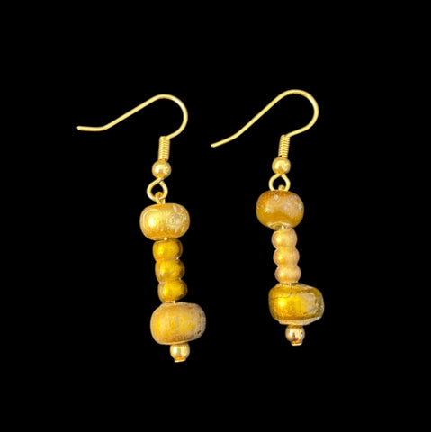 BEAUTIFUL ANCIENT ROMAN GLASS BEAD EARRINGS - CIRCA 2nd AD (E1)