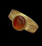 LOVELY ANCIENT ROMAN GOLD INTAGLIO RING PHILOSIPHER - 2nd Century AD (014)