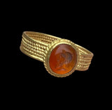 LOVELY ANCIENT ROMAN GOLD INTAGLIO RING PHILOSIPHER - 2nd Century AD (014)