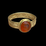 LOVELY ANCIENT ROMAN GOLD INTAGLIO RING PHILOSIPHER - 2nd Century AD (014)