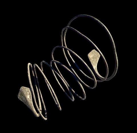 MAGNIFICENT ANCIENT ROMAN SILVER SNAKE HEADED ARMLET - CIRCA 1st Century AD