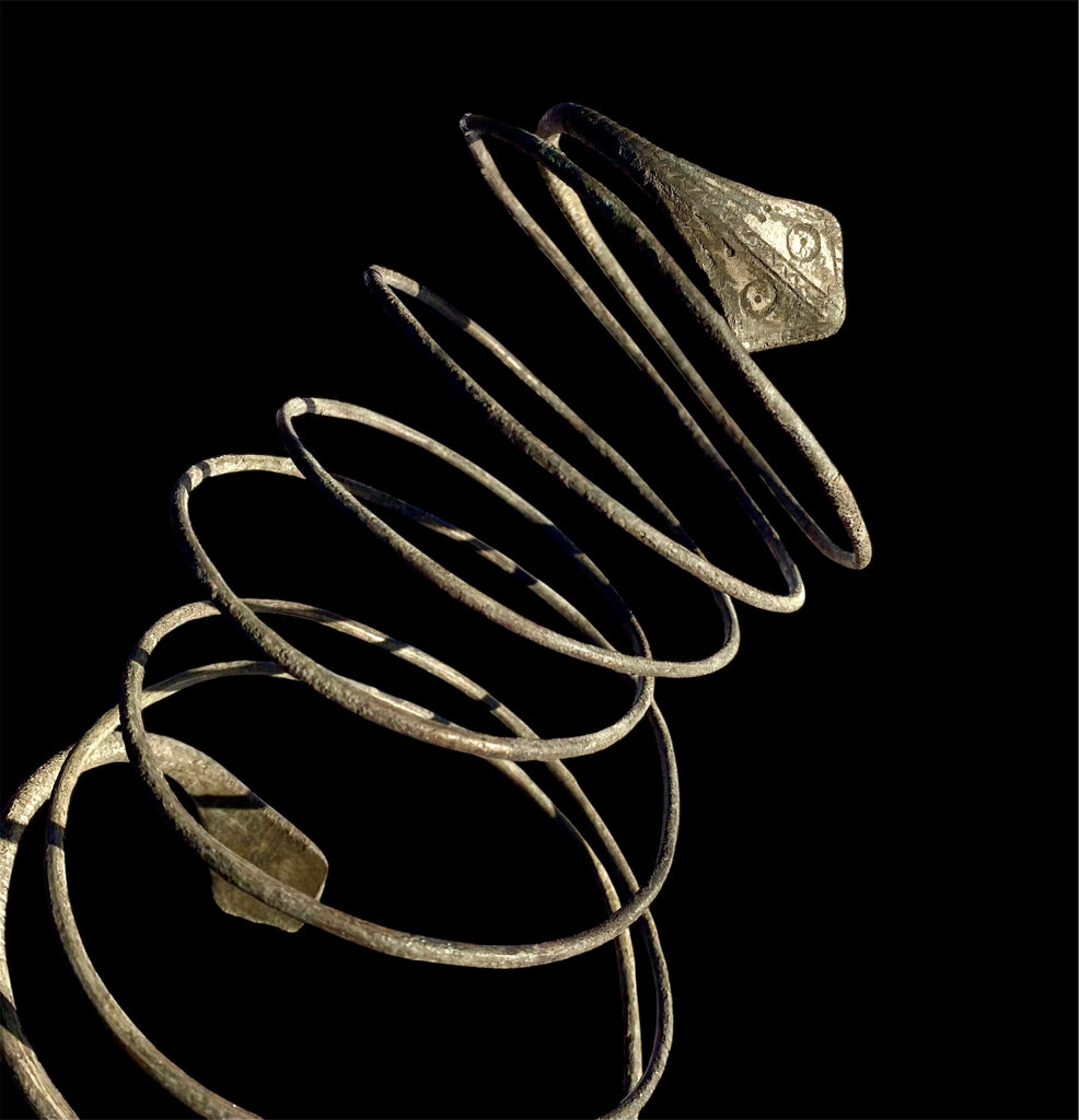 MAGNIFICENT ANCIENT ROMAN SILVER SNAKE HEADED ARMLET - CIRCA 1st Centu ...