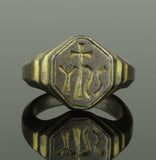 ANCIENT MEDIEVAL SILVER RING WITH CHRISTOGRAM - CIRCA 15TH C AD