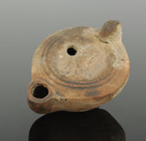 ANCIENT ROMAN CLAY TERRACOTTA OIL LAMP WITH COCKEREL & MAKERS MARK - 3rd C AD