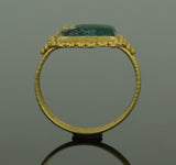 ANCIENT ROMAN GOLD RING WITH GREEN GLASS STONE - 2nd Century AD (090)