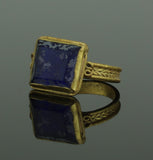 BEAUTIFUL ANCIENT ROMAN GOLD & BLUE STONE RING - 2nd Century AD (291)