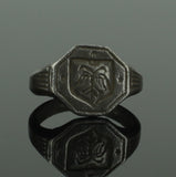 BEAUTIFUL ANCIENT MEDIEVAL SILVER RING WITH DOUBLE HEADED EAGLE - CIRCA 15TH C