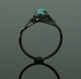 ANCIENT MEDIEVAL SILVER RING WITH TURQUOISE - CIRCA 15th/16th Century