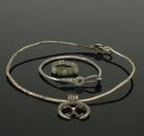BEAUTIFUL ANCIENT ROMAN SILVER LUNA NECKLACE RING & BRACELET SET - CIRCA 200AD