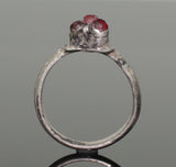 ANCIENT MEDIEVAL SILVER RING WITH GARNETS - CIRCA 14th/15th CENTURY AD (087)