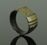 ANCIENT MEDIEVAL SILVER GILT RING WITH INITIALS " H " - CIRCA 15TH C AD
