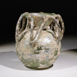 ANCIENT ROMAN GLASS JAR WITH OPENWORK COLLAR - CIRCA 1st-3rd Century AD