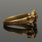 BEAUTIFUL 17th CENTURY GOLD MEMENTO MORI RING WITH JEWELLED EYES