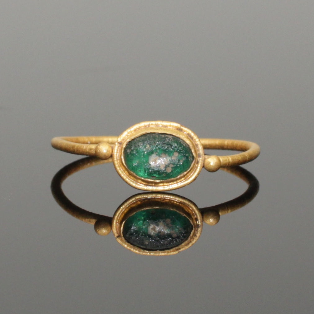 BEAUTIFUL ANCIENT ROMAN GOLD RING -WITH GREEN STONE 2nd Century AD (88 ...